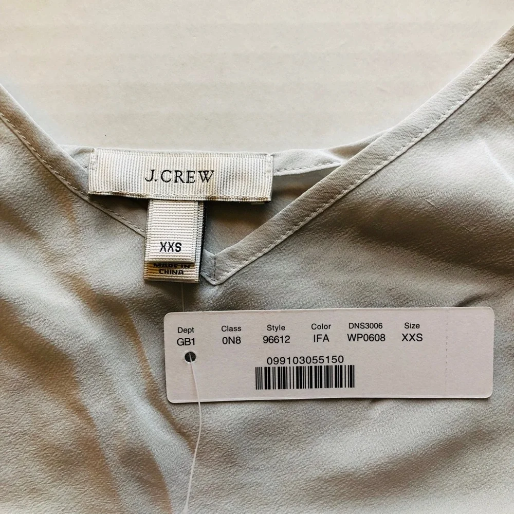 NWT J. Crew GREY Silk Racerback Tank w/ Adjustable Straps in Colorblock - Picture 6 of 7